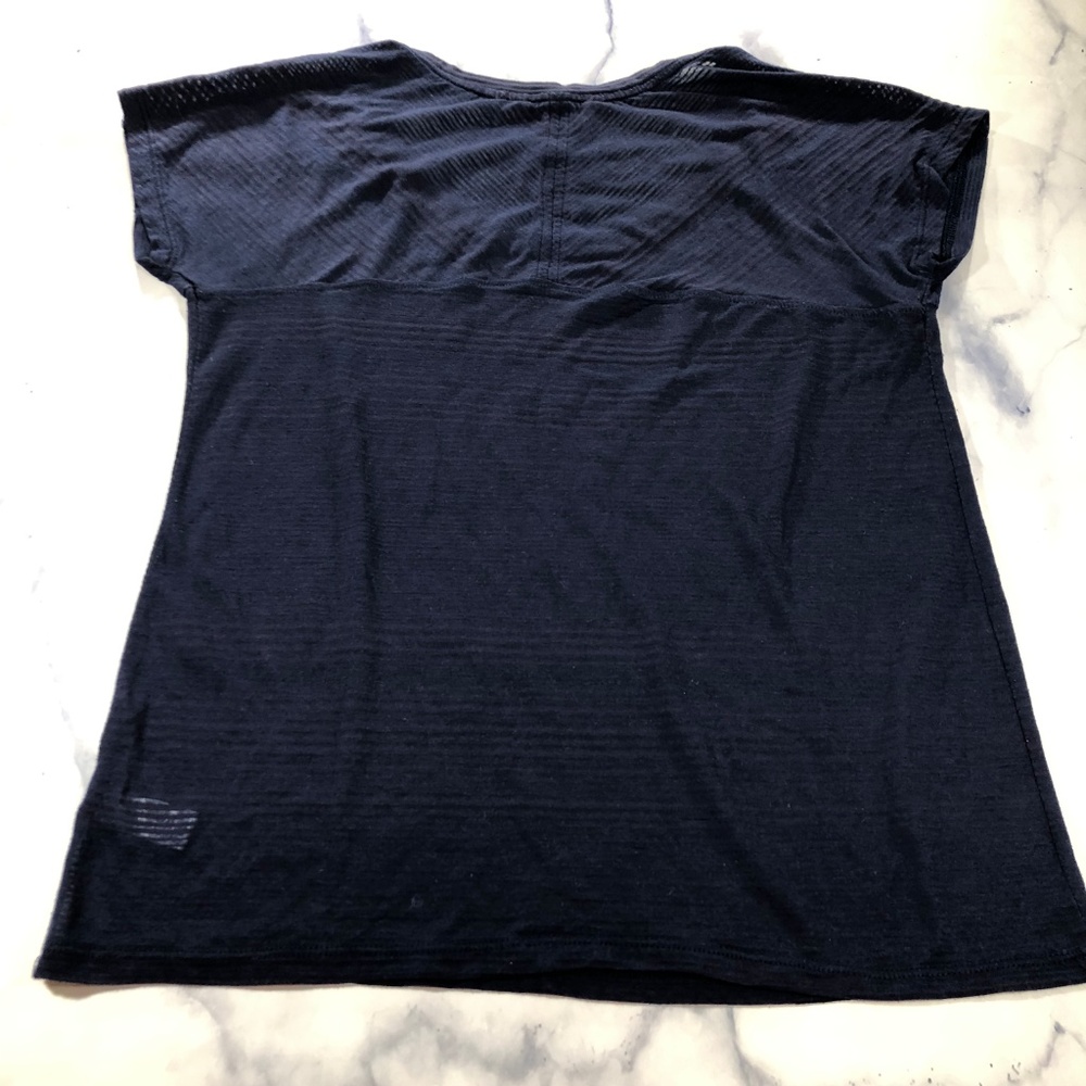 Athleta Navy Blue Burnout Striped Illuminate Tee - Picture 4 of 8